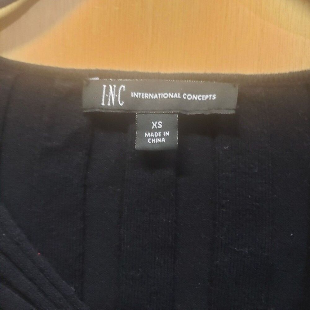 I.N.C. International Concepts Ribbed Surplice Pullover Sweater Black Sz XS III - Picture 5 of 5